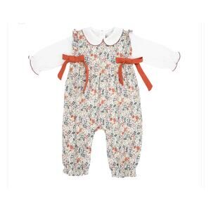 Marco & Lizzy 100% Pima Cotton Floral and mushroom two piece set Size 18-24 EUC